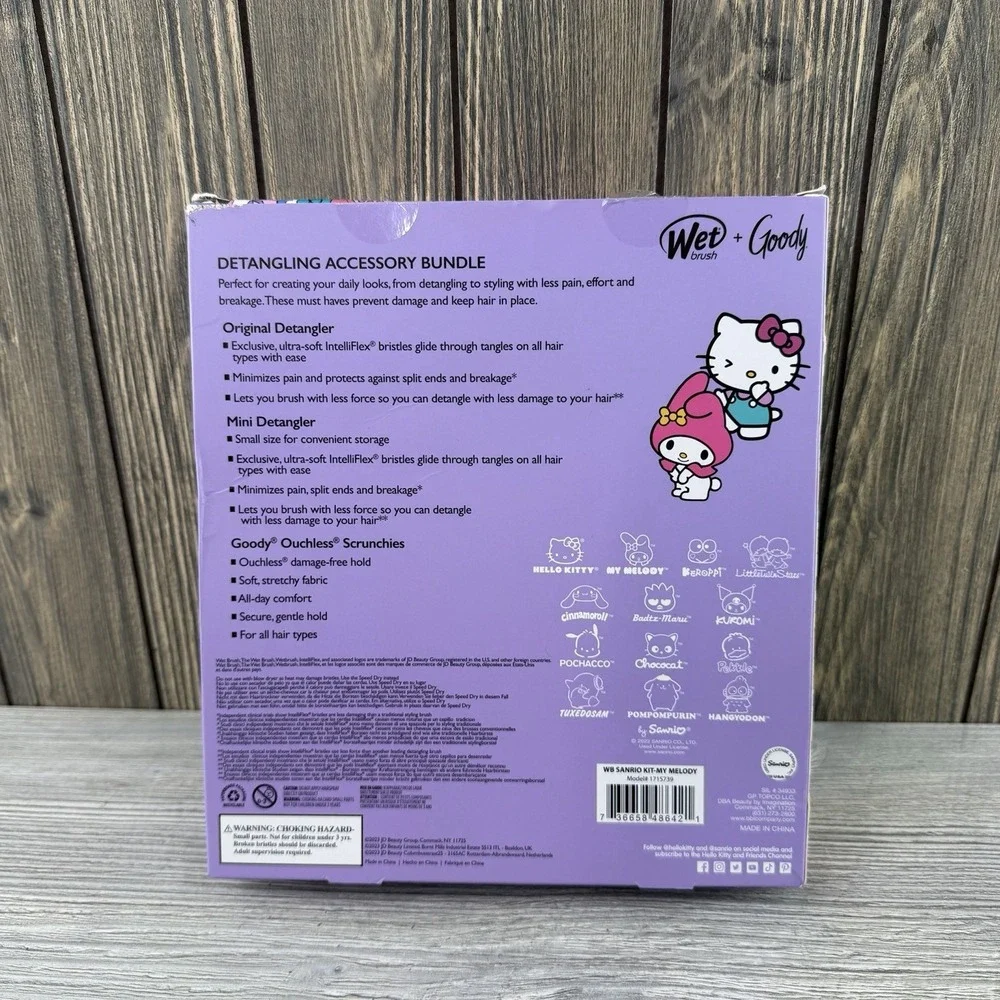 Wet Brush Goody Hello Kitty & Friends Bundle Brushes Scrunchies Limited Ed NEW